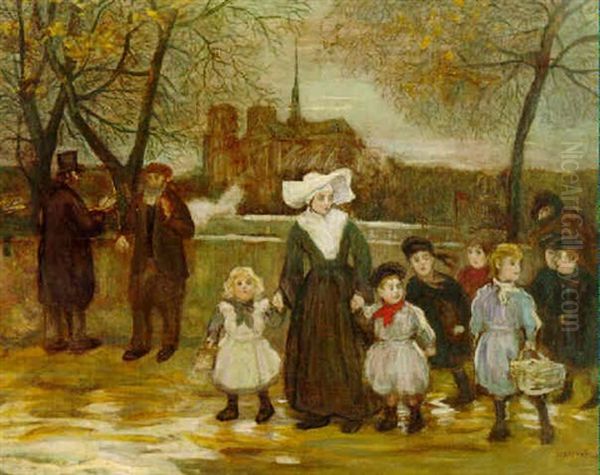 Outing Along The Seine Oil Painting by Jean Francois Raffaelli