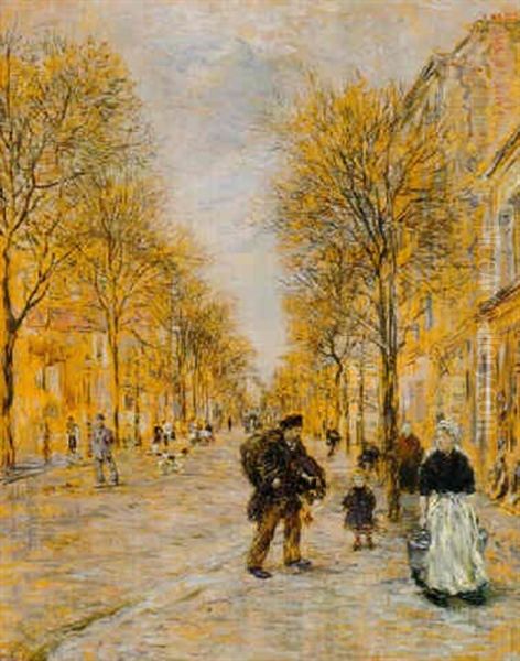 A Street In Asnieres Oil Painting by Jean Francois Raffaelli