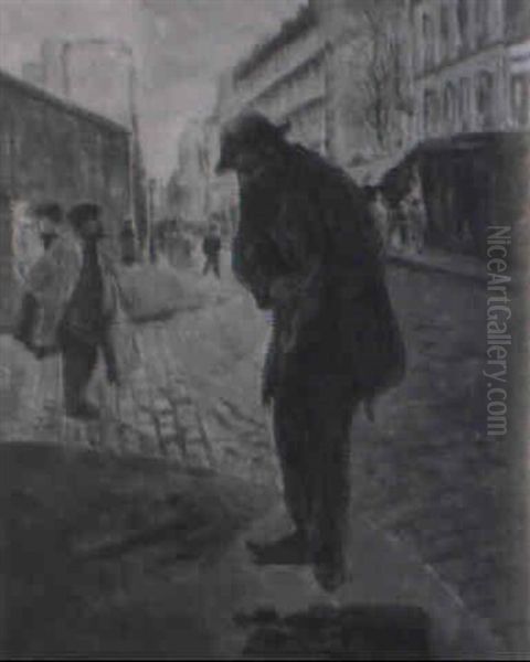 Beggar On A Parisian Corner Oil Painting by Jean Francois Raffaelli