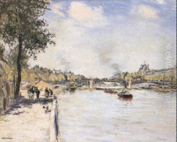 Les Quais Au Pont Des Arts Oil Painting by Jean Francois Raffaelli