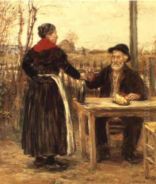 Peasant Couple Oil Painting by Jean Francois Raffaelli