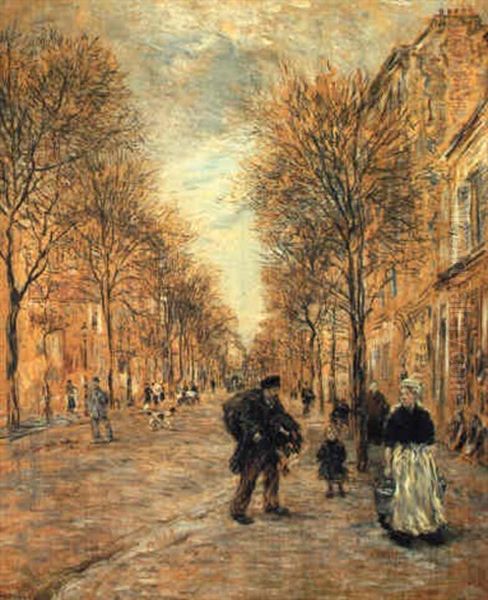 A Street In Asnieres Oil Painting by Jean Francois Raffaelli