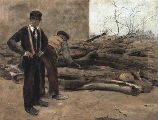 Wood Cutters Oil Painting by Jean Francois Raffaelli