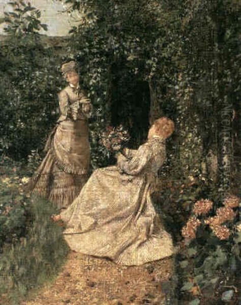 In The Garden Oil Painting by Jean Francois Raffaelli