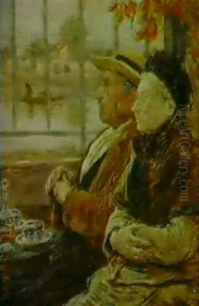 L'heure Du Cafe Oil Painting by Jean Francois Raffaelli