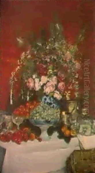 Nature Morte Au Bouquet Oil Painting by Jean Francois Raffaelli