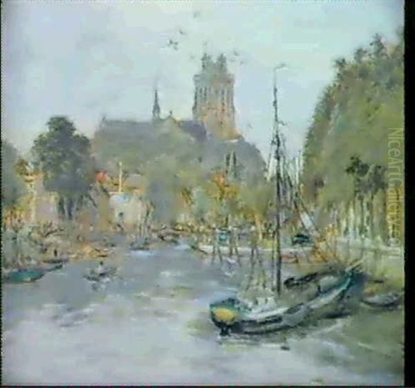 La Cathedrale De Dordrecht Oil Painting by Jean Francois Raffaelli