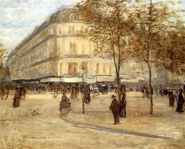 Place Du Theatre Francais, Paris Oil Painting by Jean Francois Raffaelli