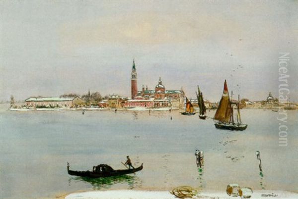 S. George Sous La Neige, Venise Oil Painting by Jean Francois Raffaelli