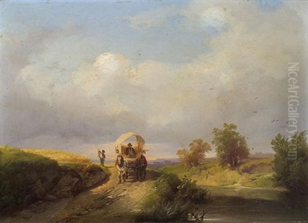 Landschaft Mit Pferdefuhrwerk Oil Painting by Ignaz Raffalt