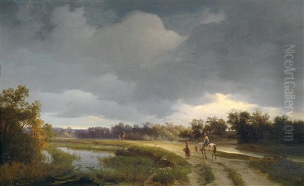 Weite Abendlandschaft Oil Painting by Ignaz Raffalt