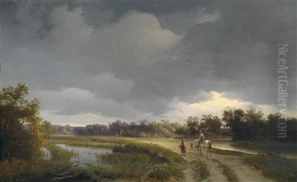 Weite Abendlandschaft Oil Painting by Ignaz Raffalt