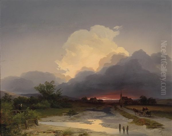 Heimkehr Im Abendrot Oil Painting by Ignaz Raffalt