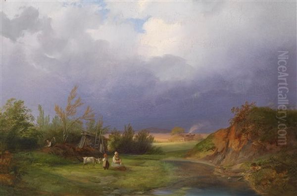 Landschaft Bei Aufziehendem Gewitter Oil Painting by Ignaz Raffalt