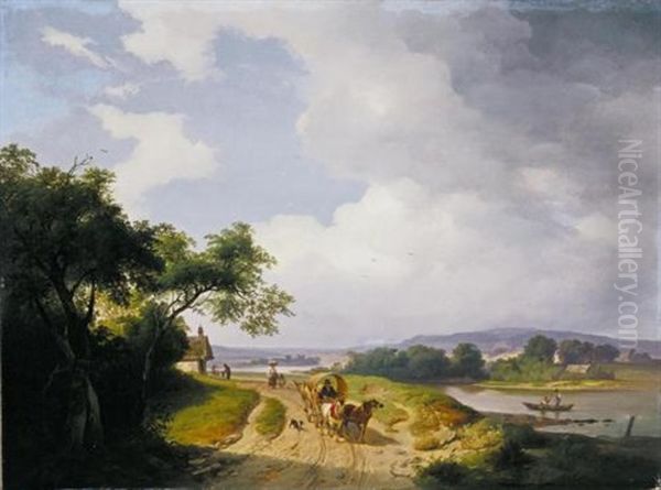 Flusslandschaft Oil Painting by Ignaz Raffalt