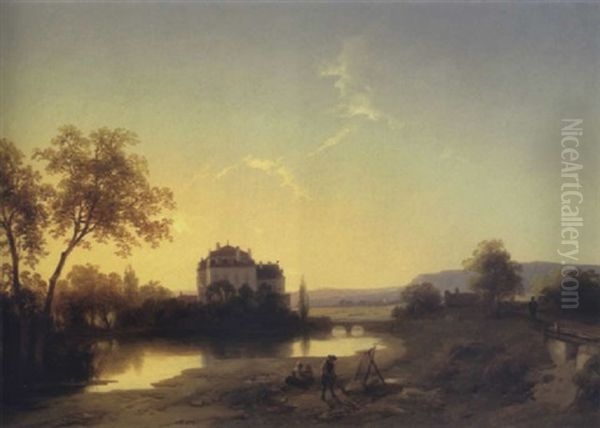 Blick Auf Schlos Laxenburg (?) Oil Painting by Ignaz Raffalt