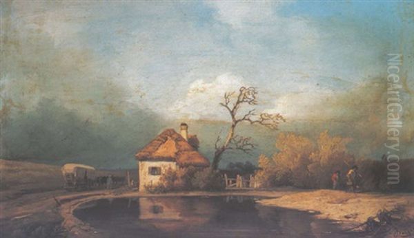 Toparti Haz (house On The Lakeside) Oil Painting by Ignaz Raffalt