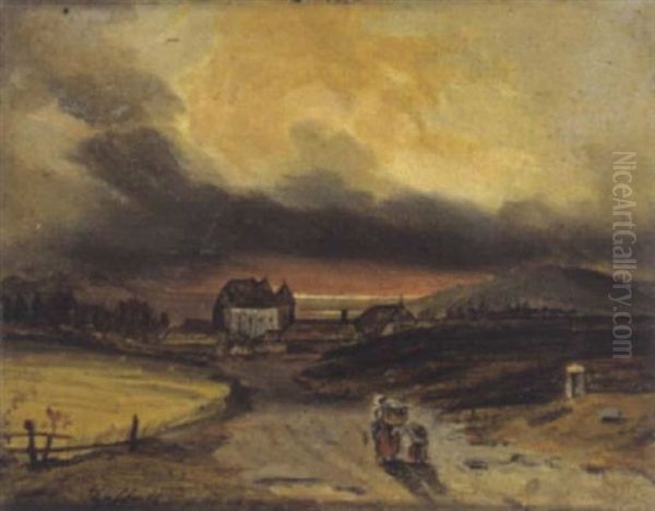 Heimkehr In Der Abenddammerung Oil Painting by Ignaz Raffalt