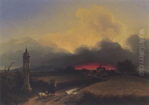 Heimkehr Im Abendlicht Oil Painting by Ignaz Raffalt