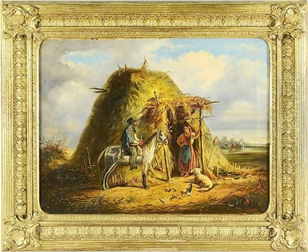 A Rural Scene Oil Painting by Johann Gualbert Raffalt