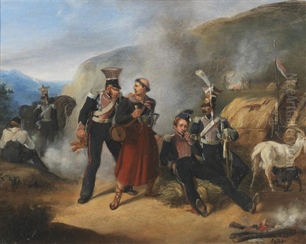 Scene From The Napoleonic Wars Oil Painting by Auguste Raffet