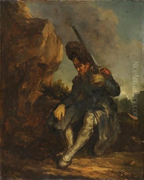 Soldat De La Grande Armee Oil Painting by Auguste Raffet