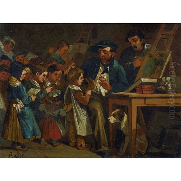 Kinder Im Malatelier Oil Painting by Auguste Raffet