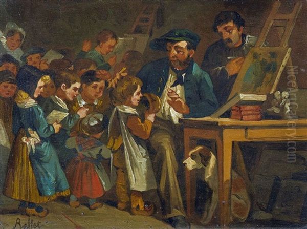 Kinder Im Malatelier Oil Painting by Auguste Raffet