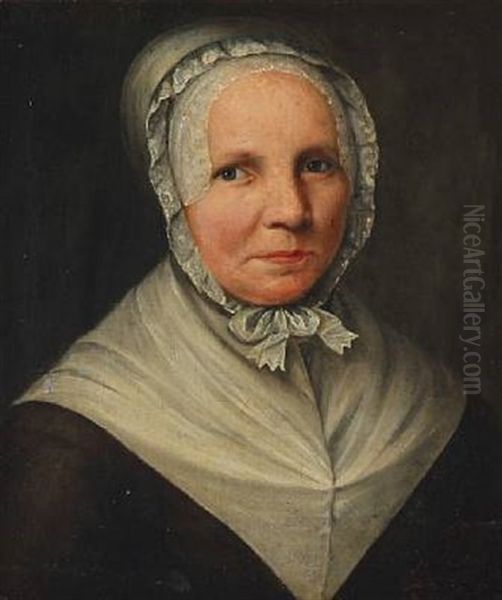 Portrait Of The Artist's Mother Susanna Elisabeth Johansdatter Rafn, Nee Post Oil Painting by Christian Rafn