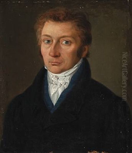 Portrait Of The Artist's Son, The Historian Carl Christian Rafn (1795-1864) Oil Painting by Christian Rafn