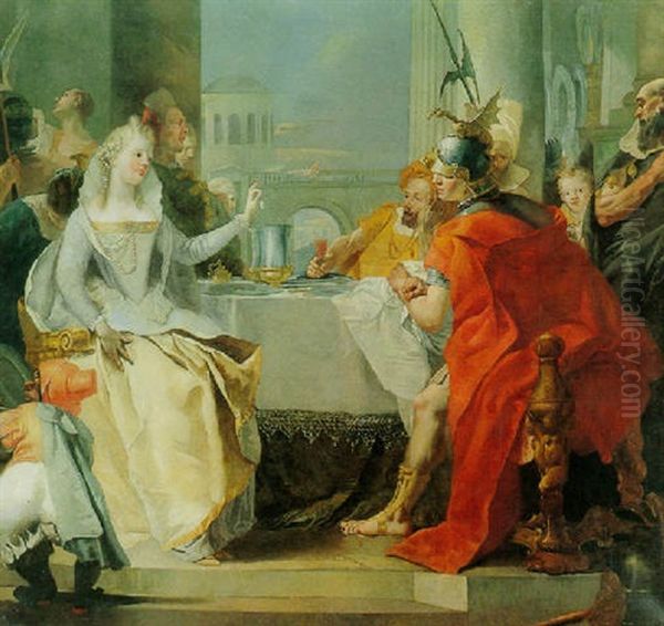 Cleopatra's Banquet Oil Painting by Giovanni Raggi