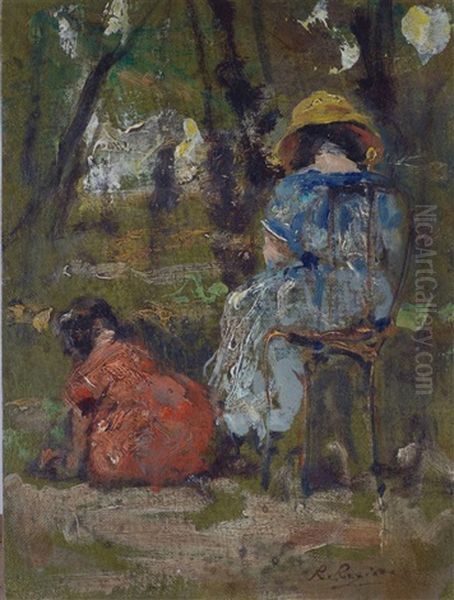 Figure Al Parc Monceau Oil Painting by Raffaele Ragione