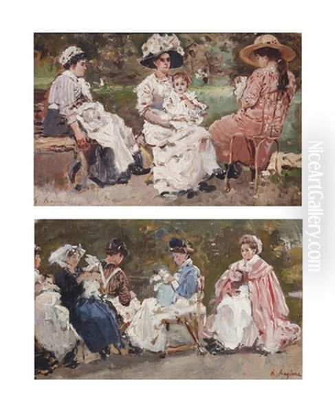 Dans Le Parc Monceau (pair) Oil Painting by Raffaele Ragione