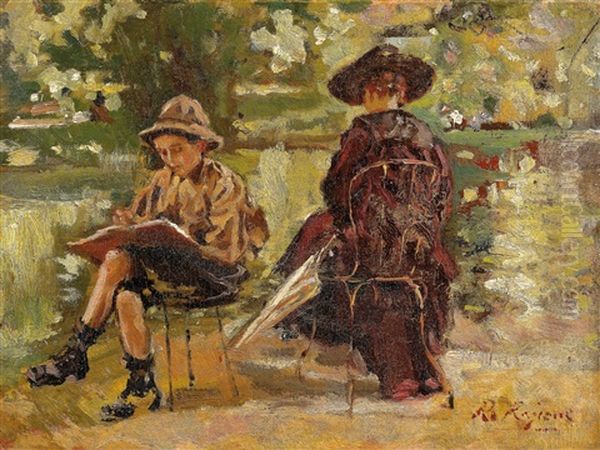 Im Park Monceau Oil Painting by Raffaele Ragione