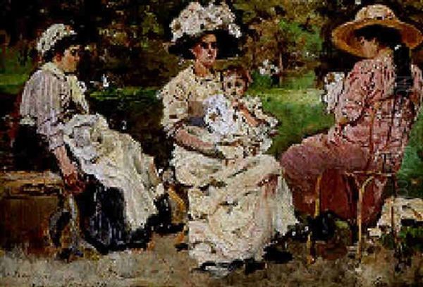 Dans Le Parc Monceau Oil Painting by Raffaele Ragione