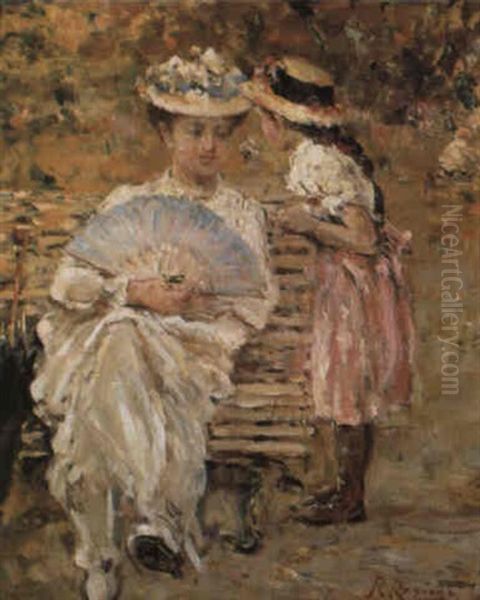 Signora Al Parco Oil Painting by Raffaele Ragione