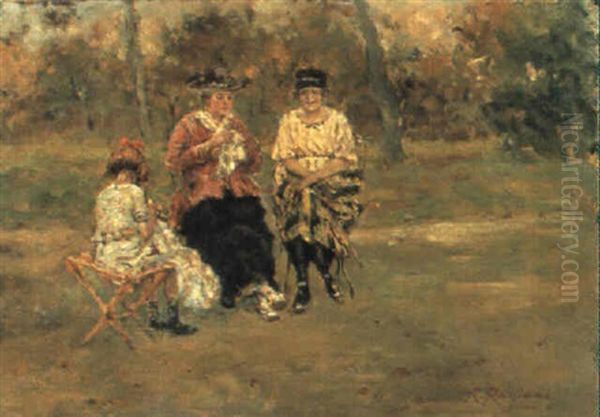 Al Parc Monceau Oil Painting by Raffaele Ragione