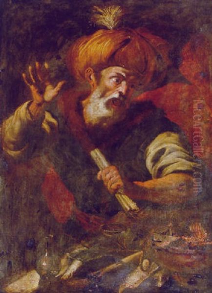 An Alchemist (?) Oil Painting by Michele Ragoglia