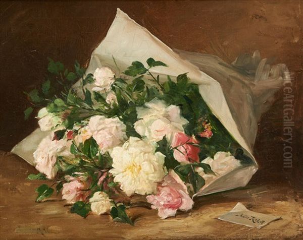 Bouquet De Fleurs Oil Painting by Jules Felix Ragot