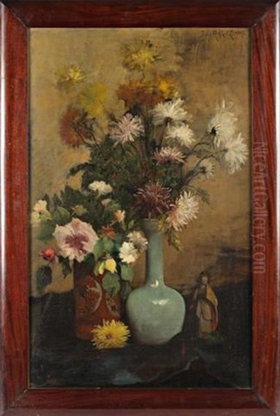 Nature Morte Aux Vases De Fleurs Oil Painting by Jules Felix Ragot