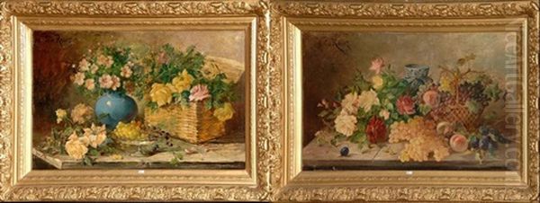 Natures Mortes Aux Fleurs Et Aux Fruits Oil Painting by Jules Felix Ragot