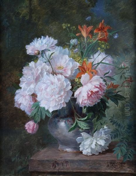 Bouquet De Fleurs Dans Un Vase Oil Painting by Jules Felix Ragot