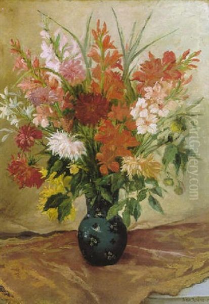 Flower Still Life Oil Painting by Jules Felix Ragot