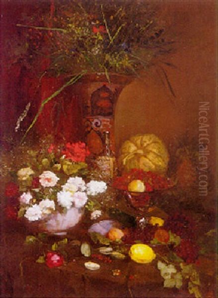 Still Life With A Japanese Vase by Jules Felix Ragot