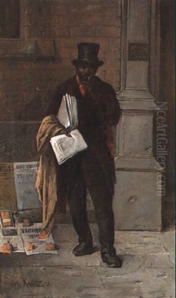 Le Marchand De Journaux Oil Painting by Jules Felix Ragot