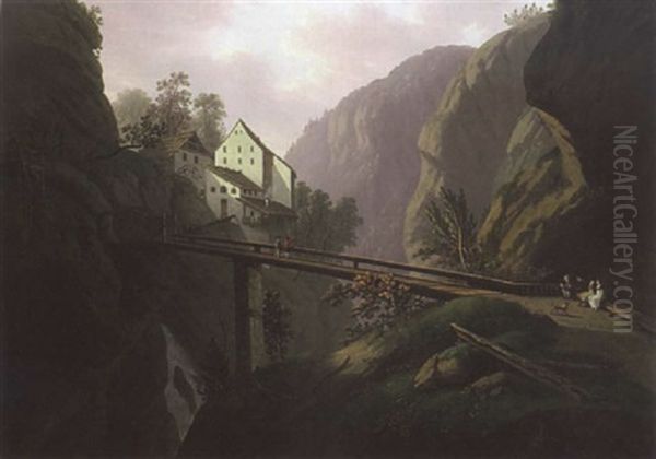 Brucke Uber Eine Schlucht Oil Painting by Johann Caspar Rahn