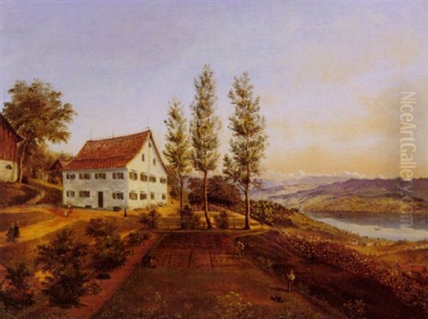 Blick Auf Den Zurichsee Oil Painting by Eduard Rahn-Hirzel