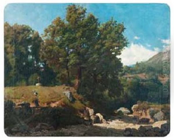 Paysage Oil Painting by Diodore Rahoult