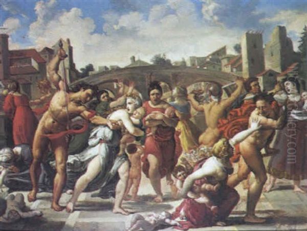 Le Massacre Des Innocents Oil Painting by Marcantonio Raimondi