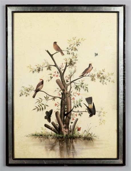 Albero Con Uccellini Oil Painting by Carlo Antonio Raineri